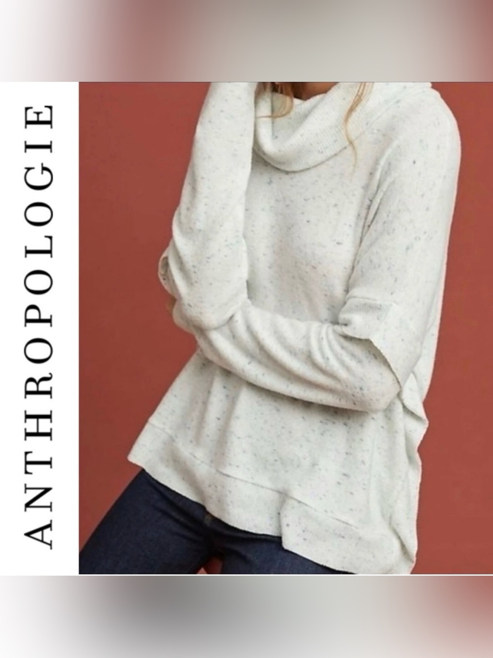 Anthropologie Postmark Speckled Lassen Cowl Neck Sweater
